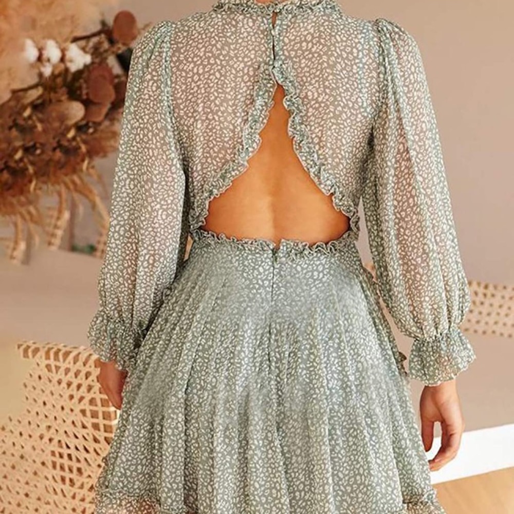 Green ruffle dress - Picture 2 of 3